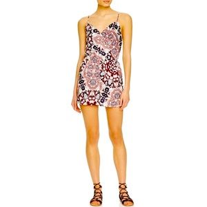 1.State red blue and cream paisley printed romper